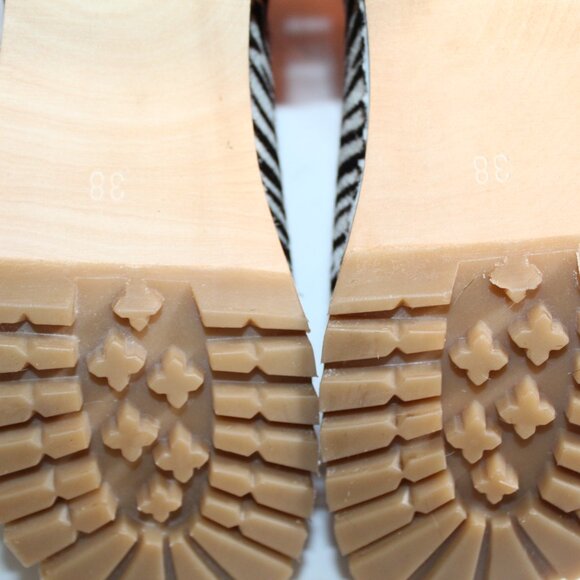 NWB Swedish Hasbeens Slip On Bootie Boots Clogs Zebra Calf Hair - Picture 5 of 10